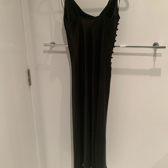 Zara black cowl slip dress with a slit on the side and bottom detail size s. - Picture 2 of 5